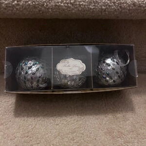 Bella Luxe Silver Confetti Ornaments Set Of 3